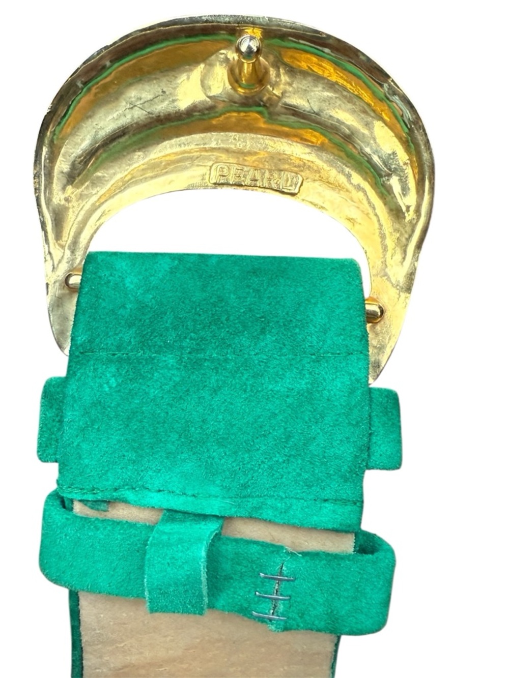 Accessories by Pearl Brass and Suede Wide Belt in Emerald Green - Picture 4 of 10